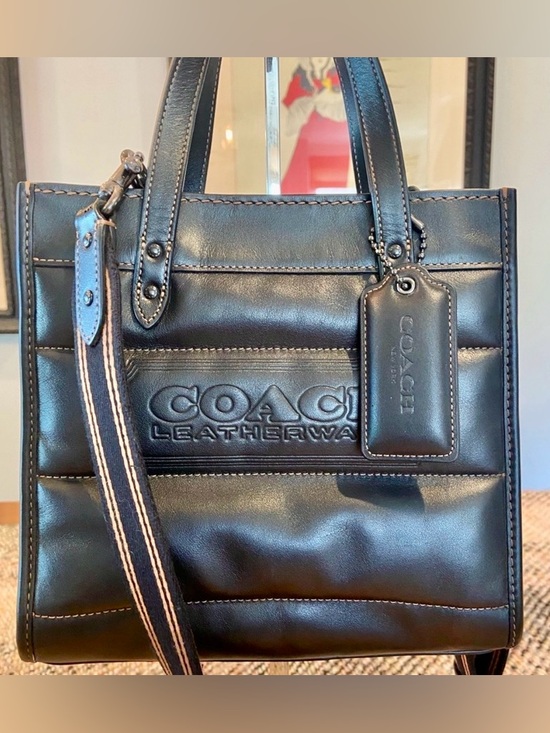 Coach Handbags - Coach Black Field Tote 22 - Smooth & Refined Calf Leather-Quilted Puffy Hangtag
